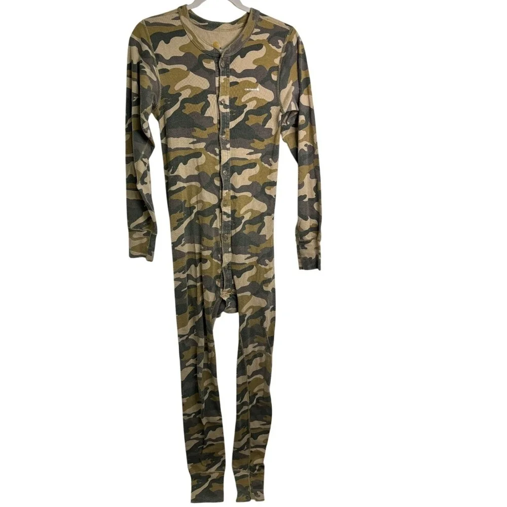 Carhartt Long Johns Mens S Kids XL Camo Thermal Union Suit One Piece Base Layer